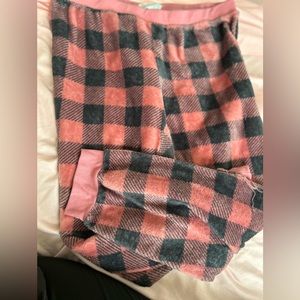 Pink and black checkered pajama pants